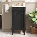 18″ Black Single Bathroom Vanity with Integrated Ceramic Sink