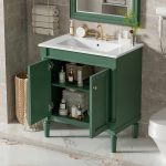 30″ Green Single Bathroom Vanity with Integrated Ceramic Sink