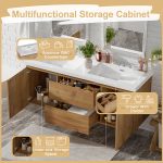 60″ Modern Floating Double Bathroom Vanity with Integrated SMC Sink