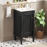 18″ Black Single Bathroom Vanity with Integrated Ceramic Sink