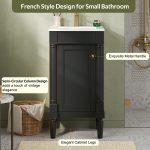 18″ Black Single Bathroom Vanity with Integrated Ceramic Sink