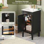 18″ Black Single Bathroom Vanity with Integrated Ceramic Sink