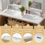 60″ Modern Floating Double Bathroom Vanity with Integrated SMC Sink