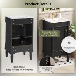 18″ Black Single Bathroom Vanity with Integrated Ceramic Sink