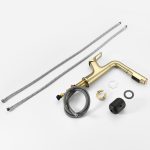 Modern Brushed Gold Pull-Out Bathroom Sink Faucet