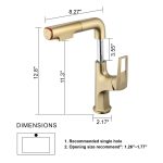 Modern Brushed Gold Pull-Out Bathroom Sink Faucet