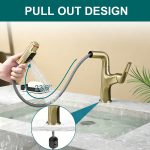 Modern Brushed Gold Pull-Out Bathroom Sink Faucet