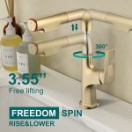 Modern Brushed Gold Pull-Out Bathroom Sink Faucet