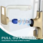 Modern Brushed Gold Pull-Out Bathroom Sink Faucet