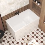 Modern Japanese-Style Deep Soaking Freestanding Acrylic Bathtub with Built-in Seat
