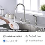 Two-Handle Brushed Nickel Kitchen Bar Faucet with Side Sprayer
