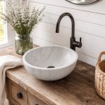 Natural Marble Round Vessel Bathroom Sink