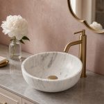 Natural Marble Round Vessel Bathroom Sink