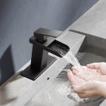 Single-Handle Matte Black Waterfall Bathroom Sink Faucet