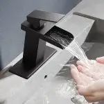 Single-Handle Matte Black Waterfall Bathroom Sink Faucet