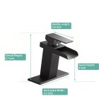 Single-Handle Matte Black Waterfall Bathroom Sink Faucet