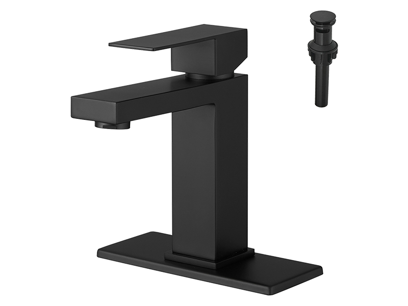 Modern Matte Black Single-Handle Bathroom Sink Faucet
