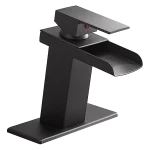 Single-Handle Matte Black Waterfall Bathroom Sink Faucet