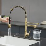 Black & Gold 2-Handle Pull-Down Kitchen Faucet with Dual-Function Sprayer