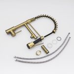 Black & Gold 2-Handle Pull-Down Kitchen Faucet with Dual-Function Sprayer