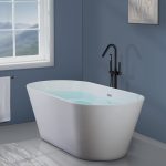 Matte Black Freestanding Tub Filler with Hand Shower, Single Handle Floor Mount Tub Faucet