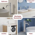 Tall Vessel Sink Faucet SUS304 Stainless Steel Brushed Nickel Single Handle Basin Mixer Tap