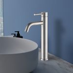 Tall Vessel Sink Faucet SUS304 Stainless Steel Brushed Nickel Single Handle Basin Mixer Tap