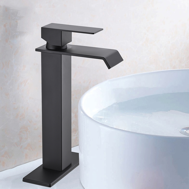 Matte Black Square Vessel Sink Faucet